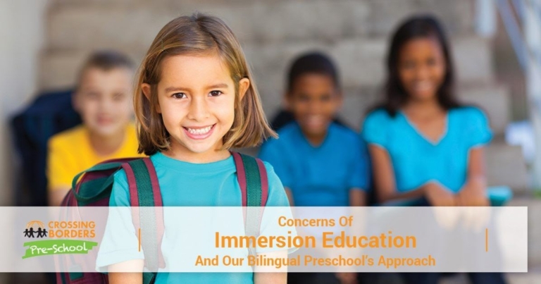 A smiling girl with a backpack stands in front of friends, promoting awareness of children's educational concerns.