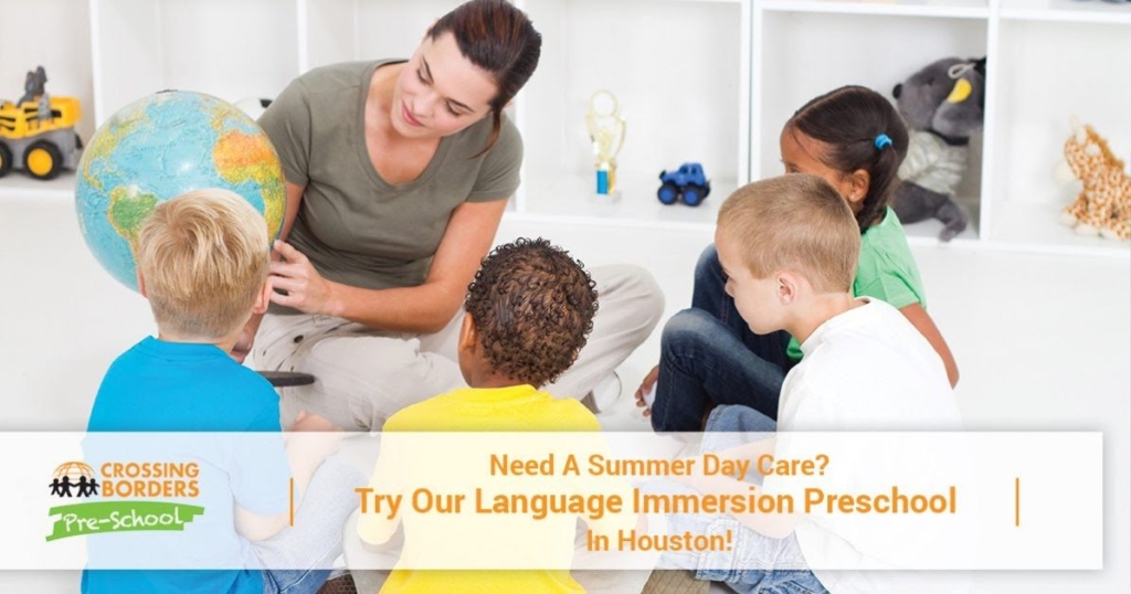 A teacher engages a group of children with a globe, fostering curiosity about the world in a cozy learning environment